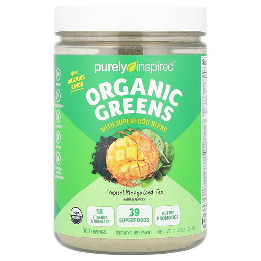 Purely Inspired, Organic Greens with Superfood Blend, Tropical Mango Iced Tea, 11.08 oz (314 g) - Image 1