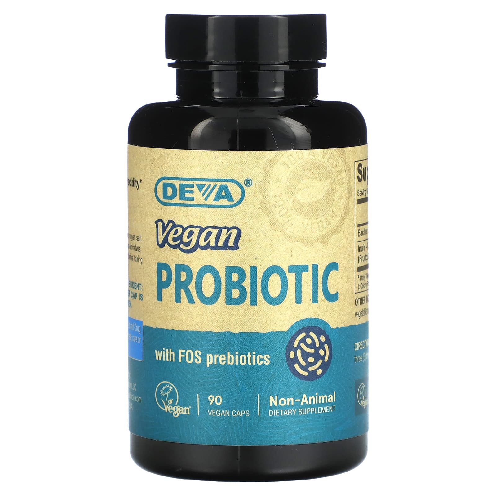 Deva Vegan Probiotic with FOS Prebiotic, 90 Capsules for Adults - Image 1