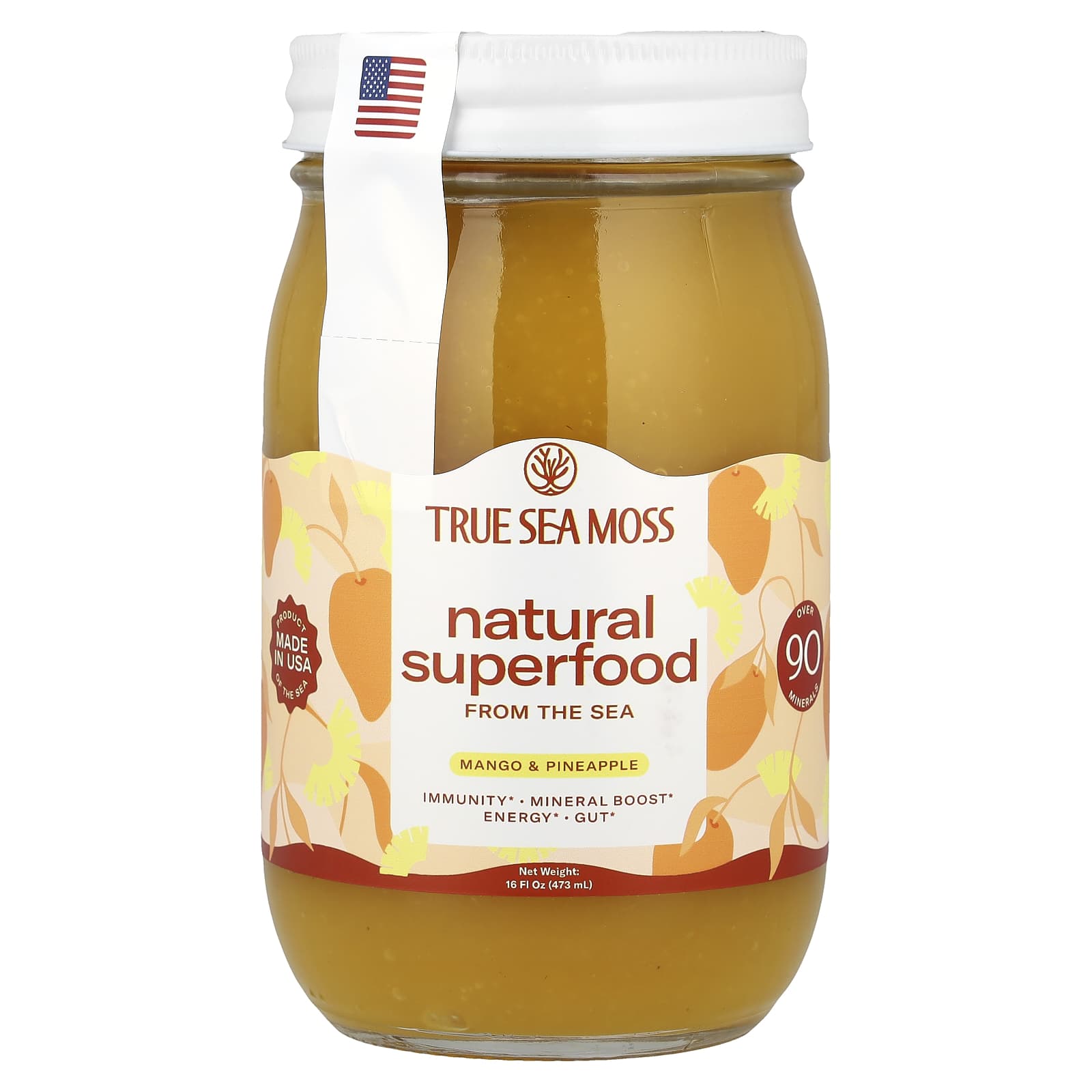 True Sea Moss, Natural Superfood, From The Sea, Mango & Pineapple, 16 fl oz (473 g) - Image 1