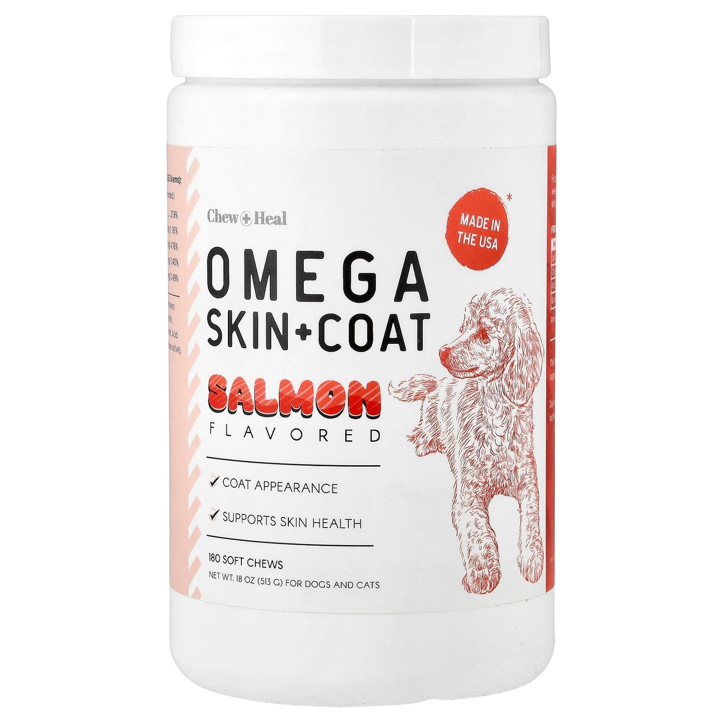 Omega Skin & Coat Supplement for Dogs & Cats - Salmon - 180 Soft Chews - Image 1