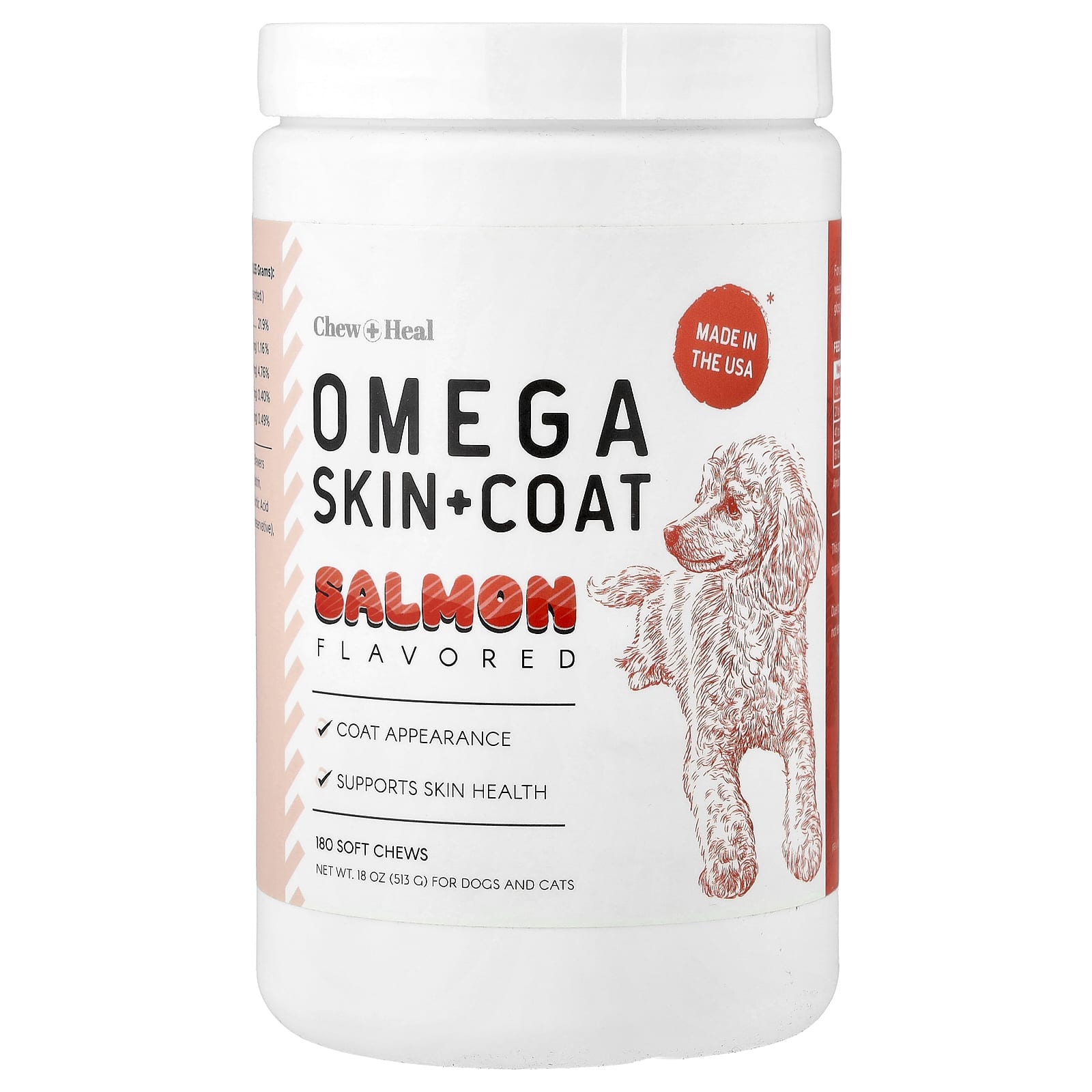 Omega Skin & Coat Supplement for Dogs & Cats - Salmon - 180 Soft Chews - Image 1