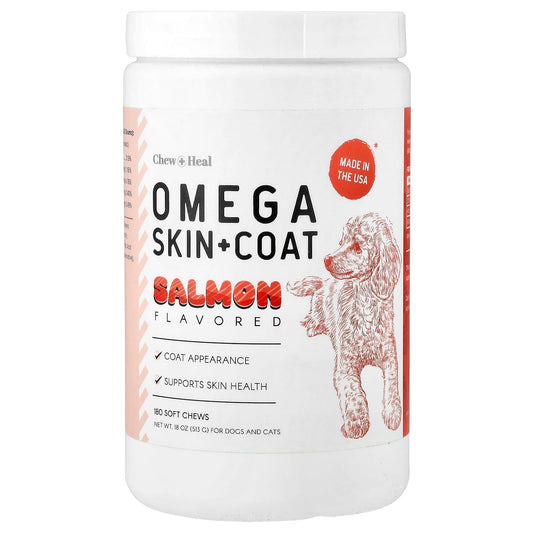 Omega Skin & Coat Supplement for Dogs & Cats - Salmon - 180 Soft Chews - Image 1