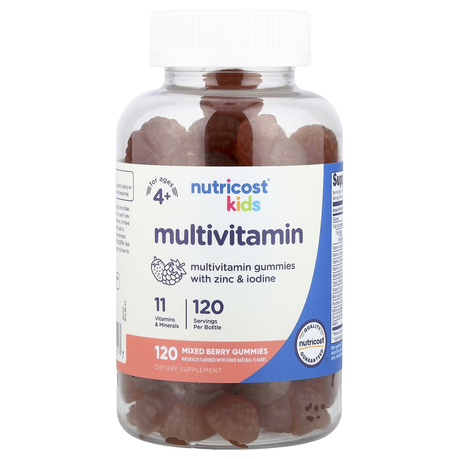 Nutricost, Kids, Multivitamin Gummies, For Ages 4+, Mixed Berry, 120 Gummies - Image 1