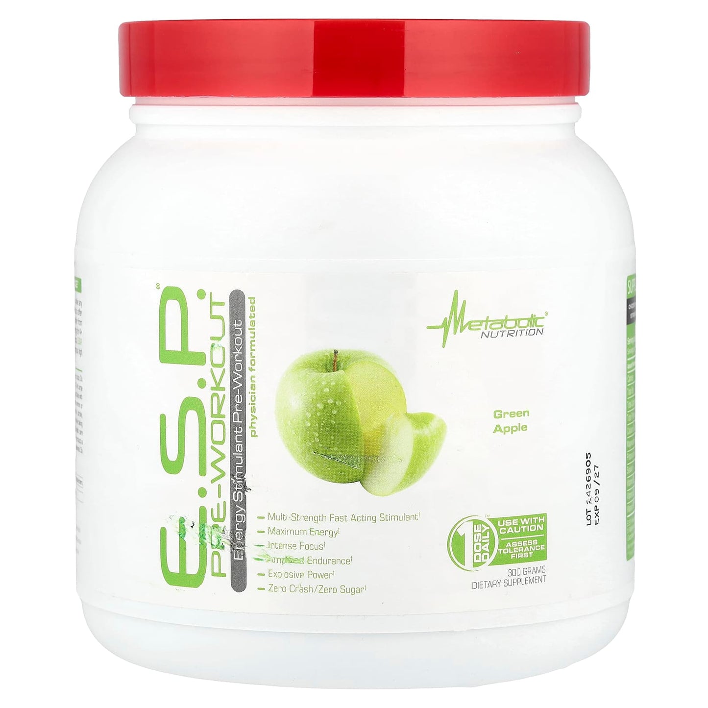 Metabolic Nutrition, E.S.P.® Pre-Workout, Green Apple, 300 g - Image 1