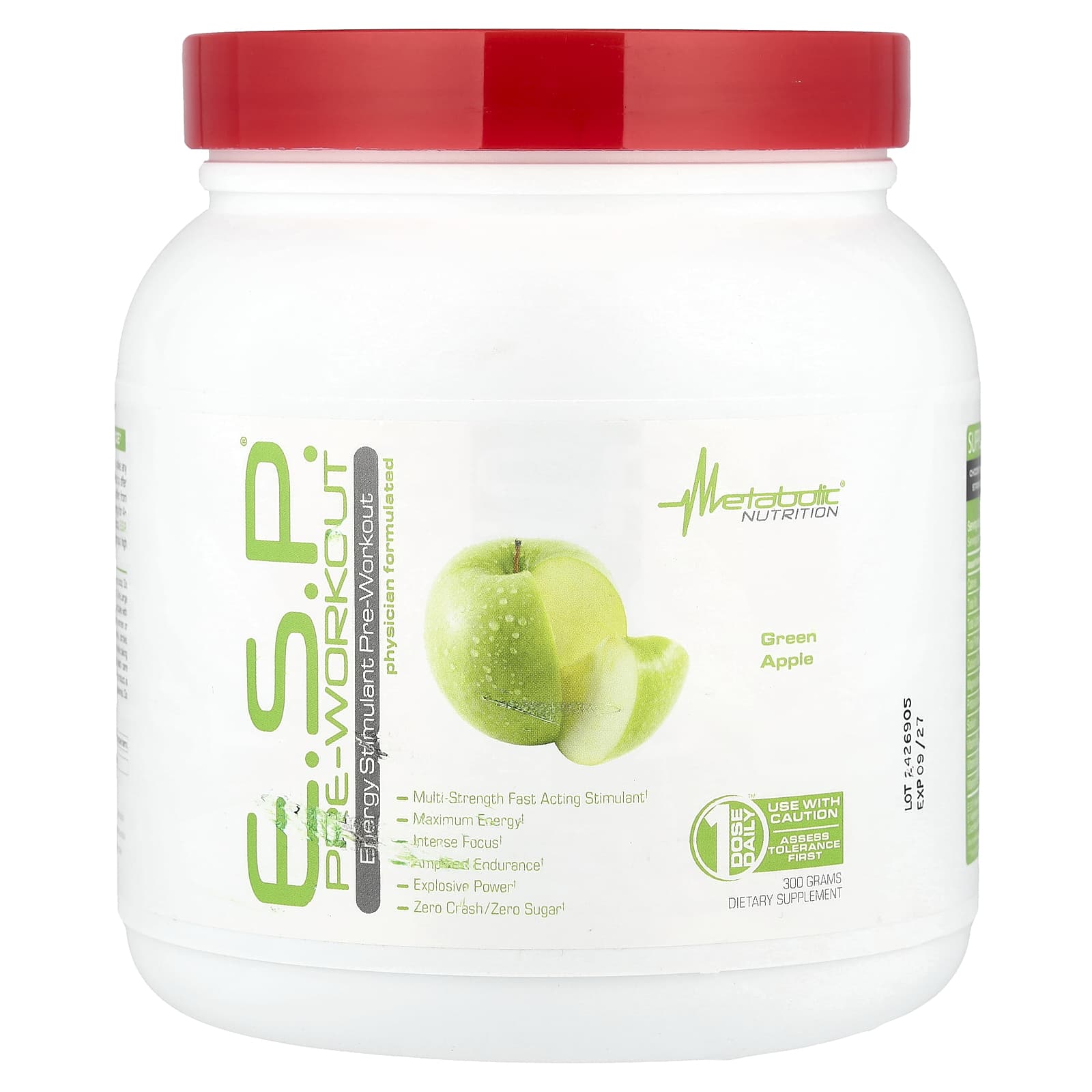 Metabolic Nutrition, E.S.P.® Pre-Workout, Green Apple, 300 g - Image 1