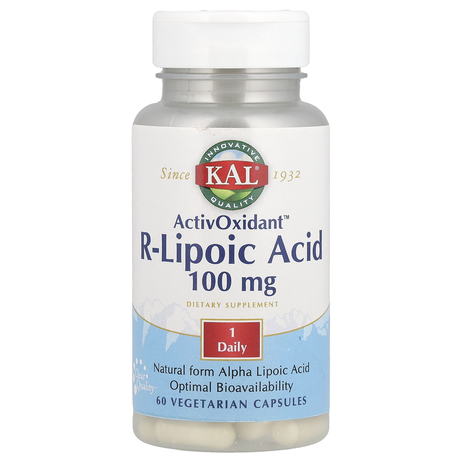 KAL, ActivOxidant™, R-Lipoic Acid, 100 mg, 60 Vegetarian Capsules - Image 1