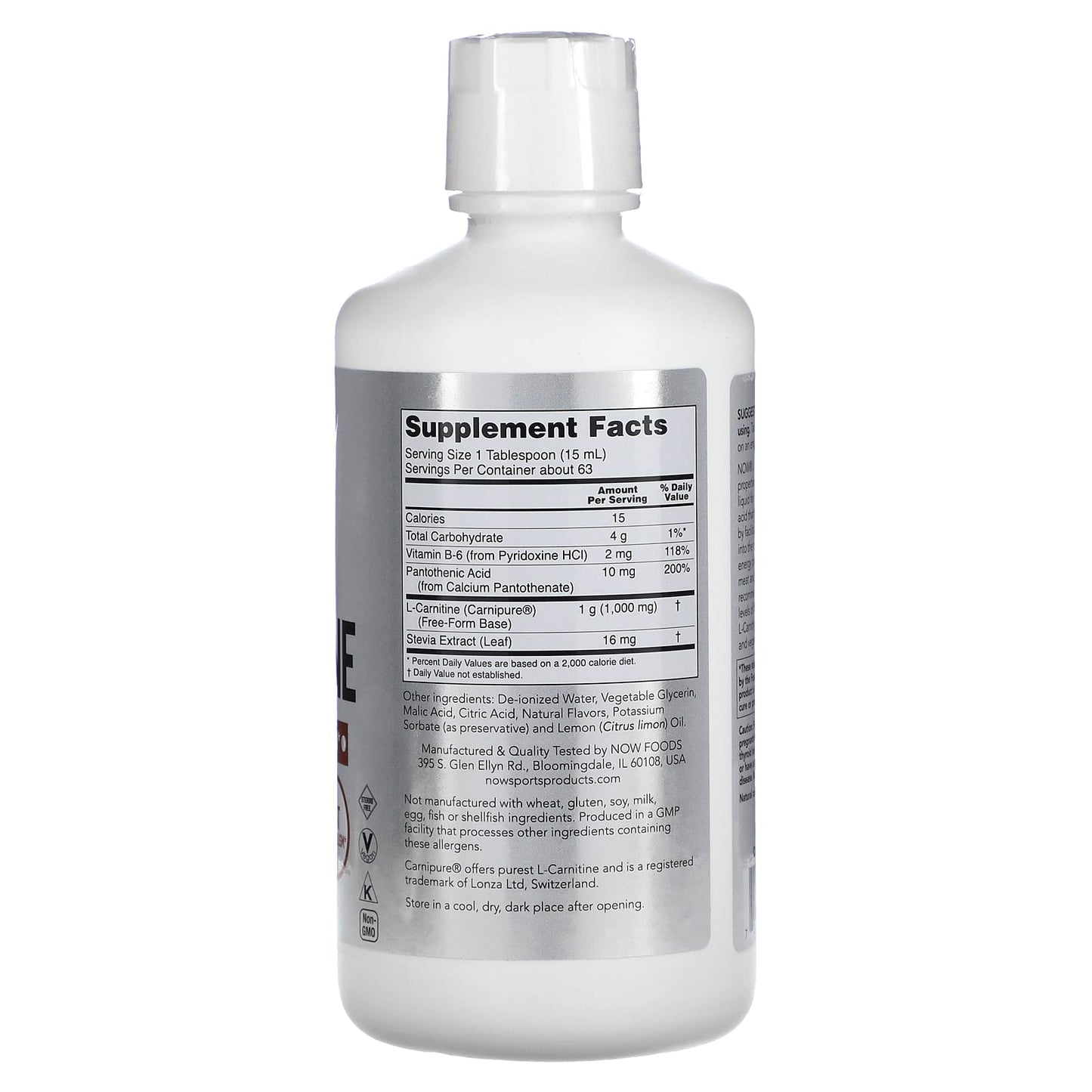 NOW Foods, Sports, Liquid L-Carnitine, Citrus, 1,000 mg, 32 fl oz (946 ml) - Image 2