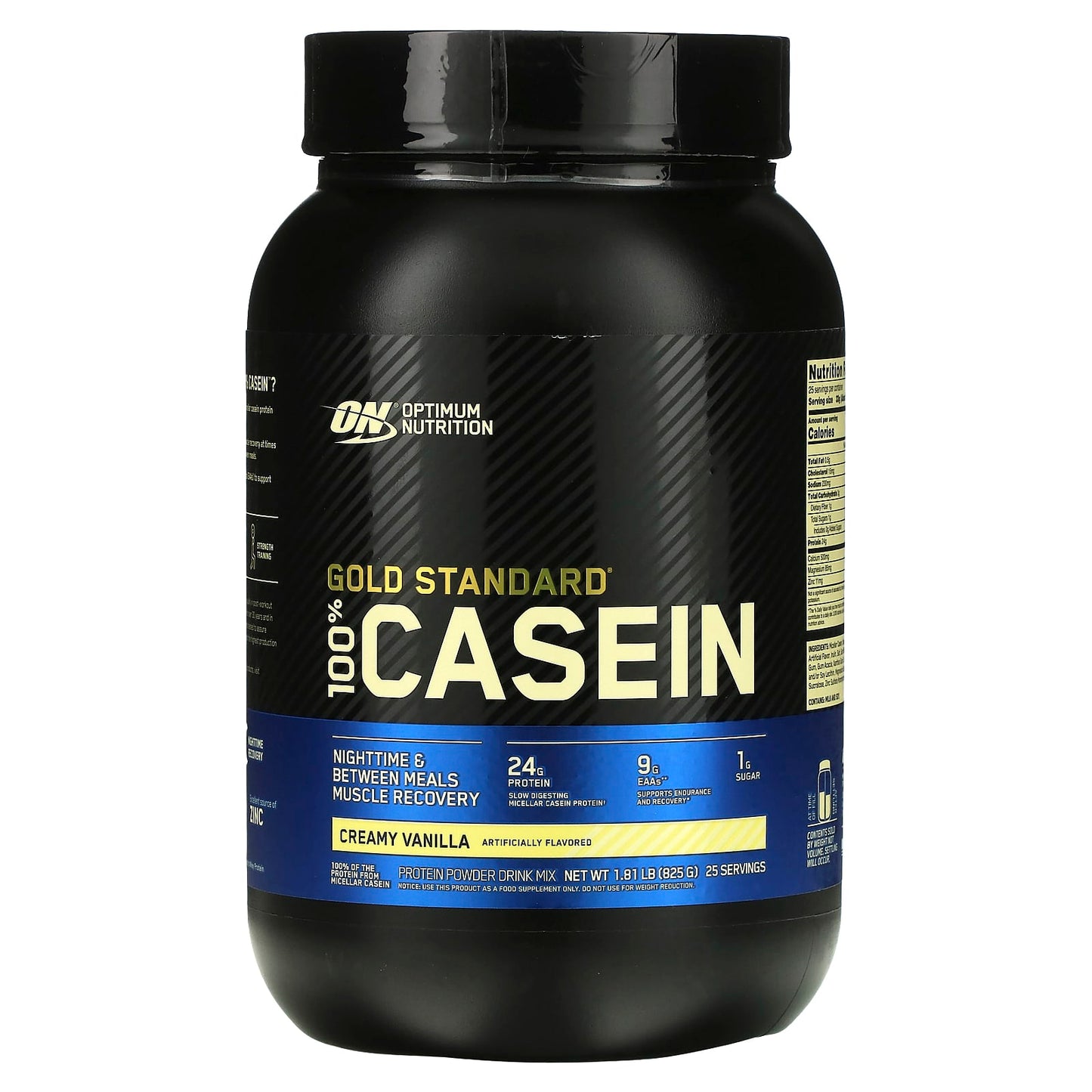 Optimum Nutrition, Gold Standard® 100% Casein, Creamy Vanilla, 1.81 lb (825 g) - Image 1