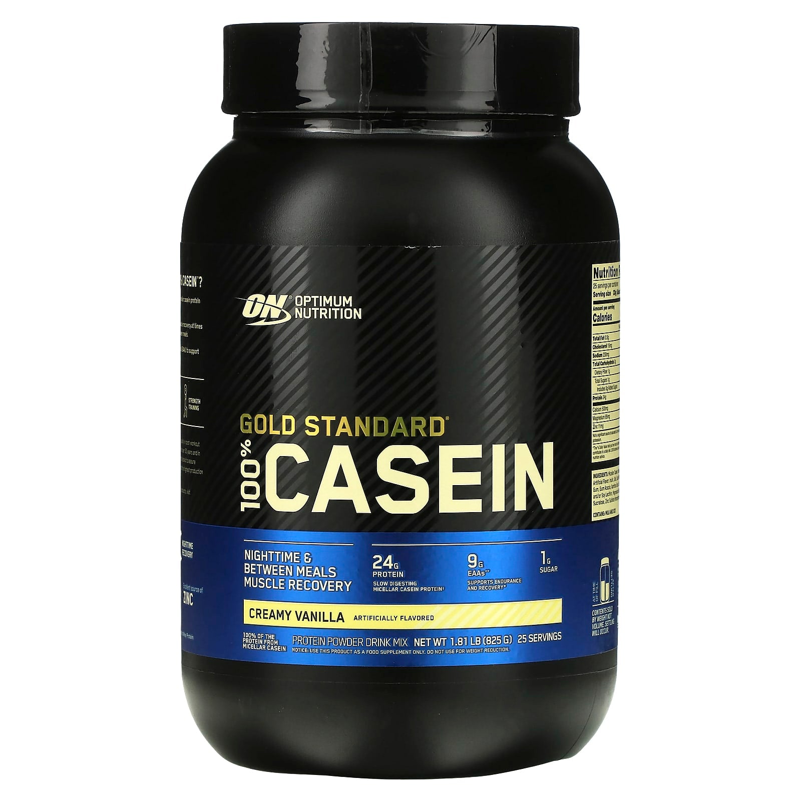 Optimum Nutrition, Gold Standard® 100% Casein, Creamy Vanilla, 1.81 lb (825 g) - Image 1