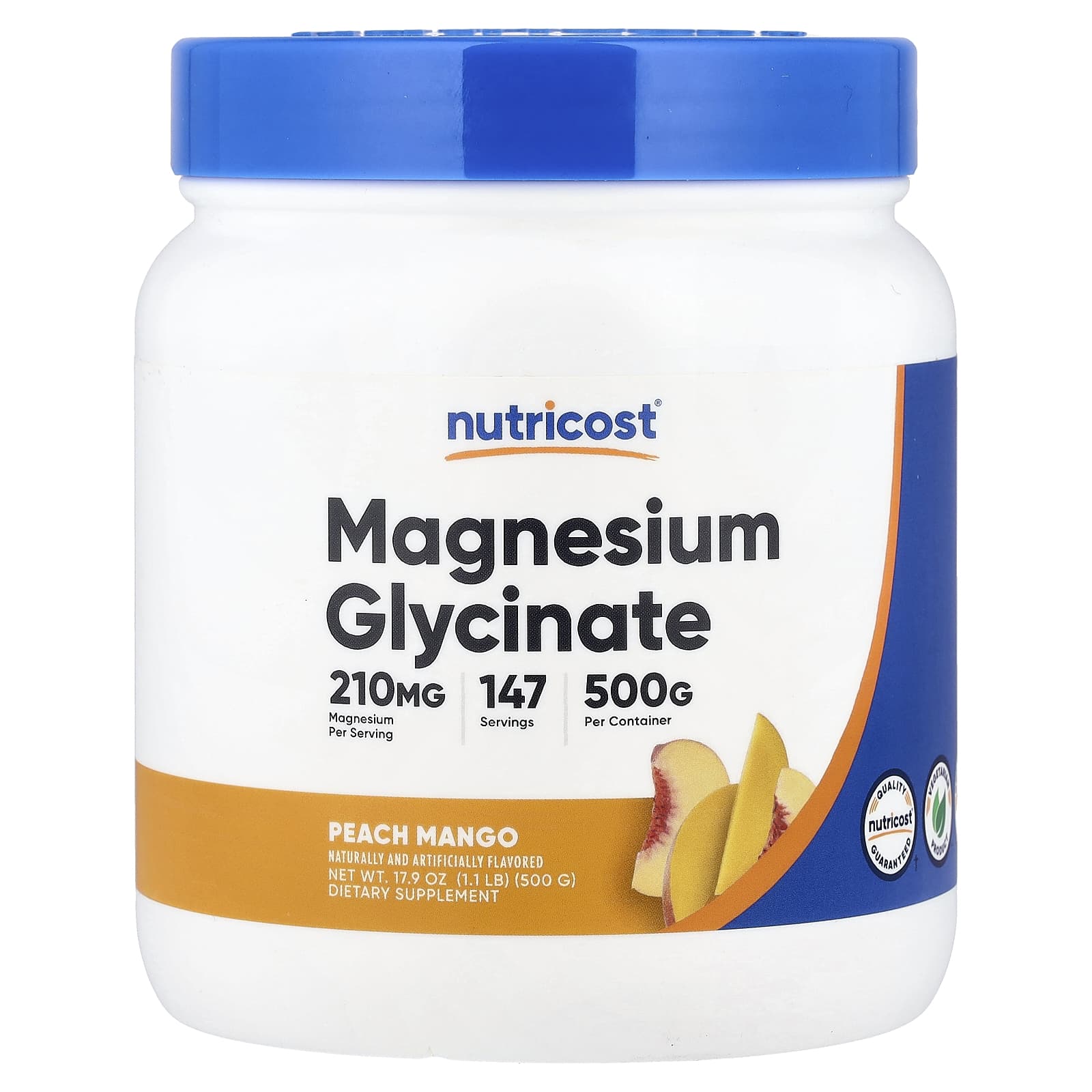Nutricost, Magnesium Glycinate, Peach Mango, 17.9 oz (500 g) - Image 1