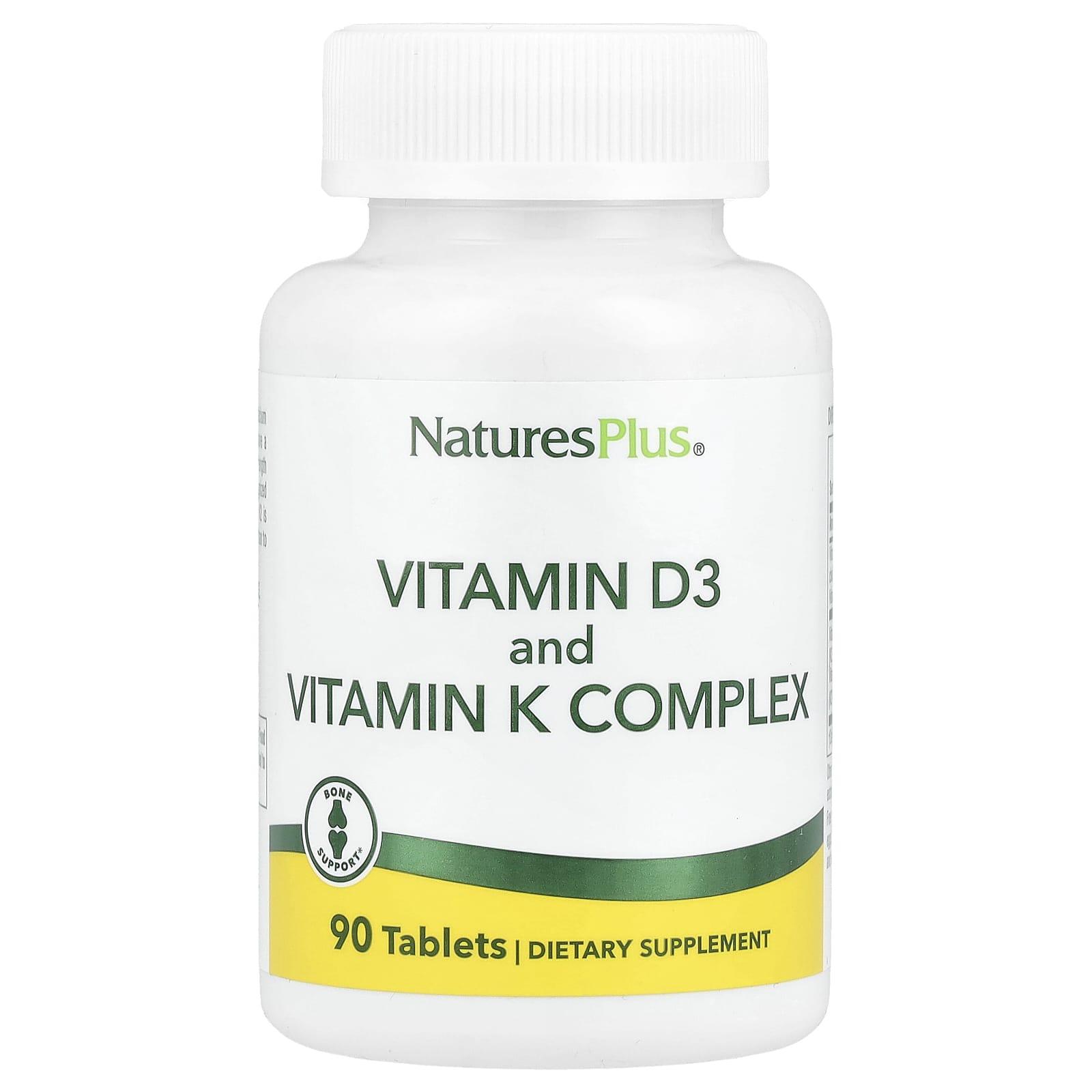 NaturesPlus, Vitamin D3 and Vitamin K Complex, 90 Tablets - Image 1