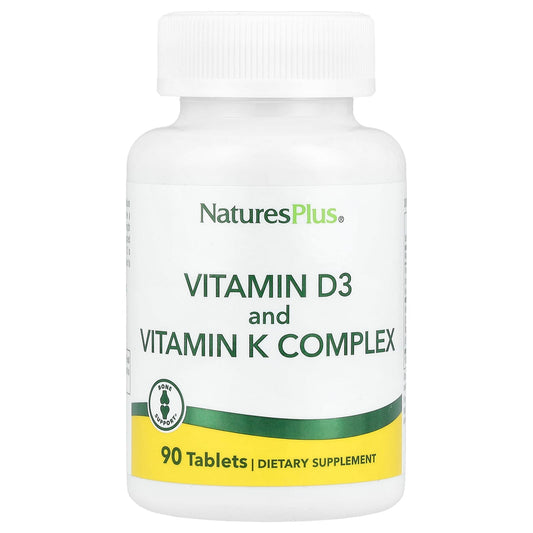 NaturesPlus, Vitamin D3 and Vitamin K Complex, 90 Tablets - Image 1