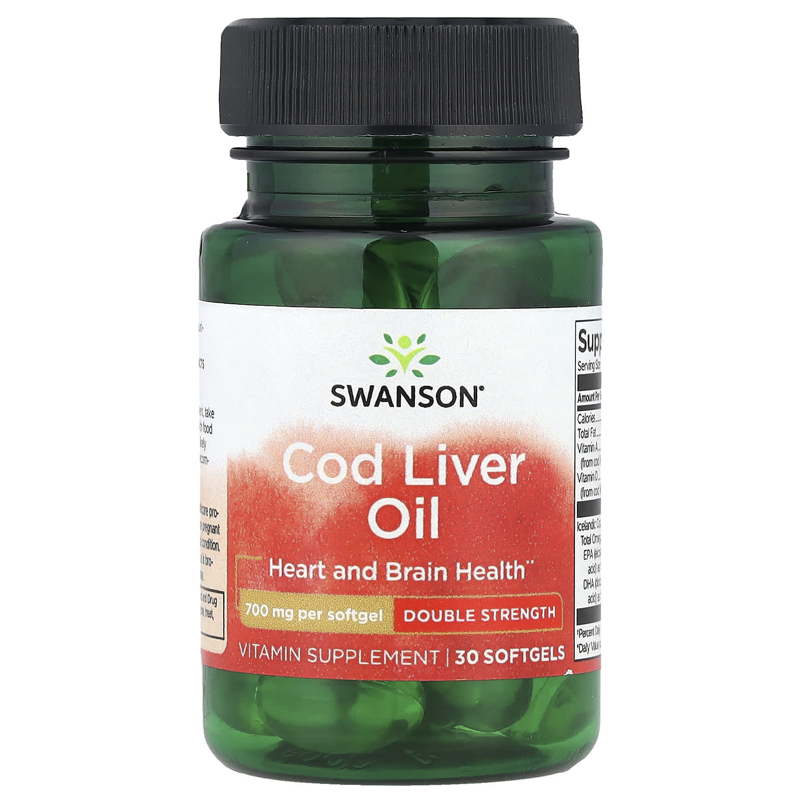 Swanson, Cod Liver Oil, Double Strength, 30 Softgels - Image 1