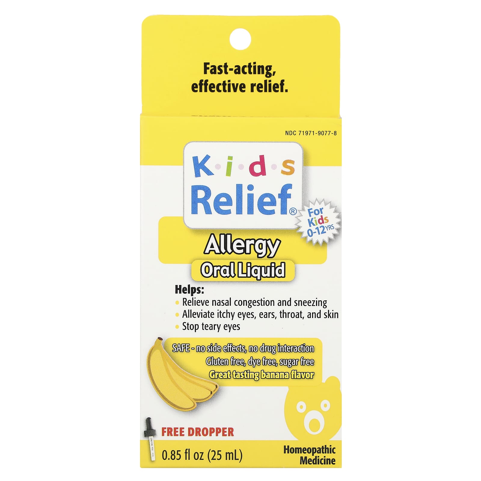 Homeolab USA, Kids Relief®, Allergy Oral Liquid, 0-12 Yrs, Banana, 0.85 fl oz (25 ml)
