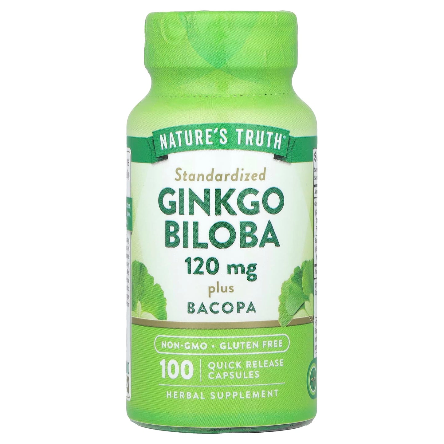Nature's Truth, Ginkgo Biloba Plus Bacopa, 120 mg, 100 Quick Release Capsules - Image 1