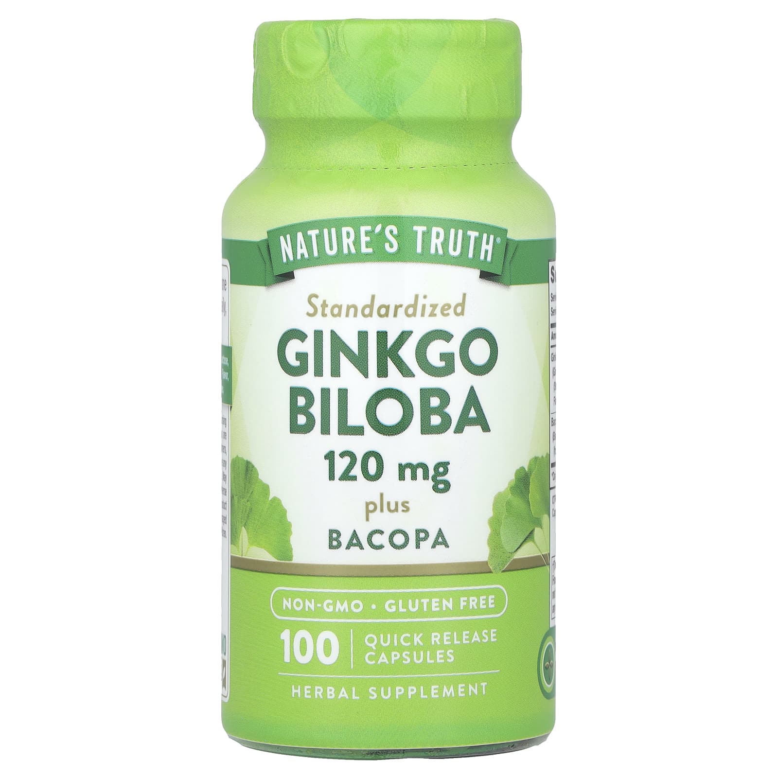 Nature's Truth, Ginkgo Biloba Plus Bacopa, 120 mg, 100 Quick Release Capsules - Image 1