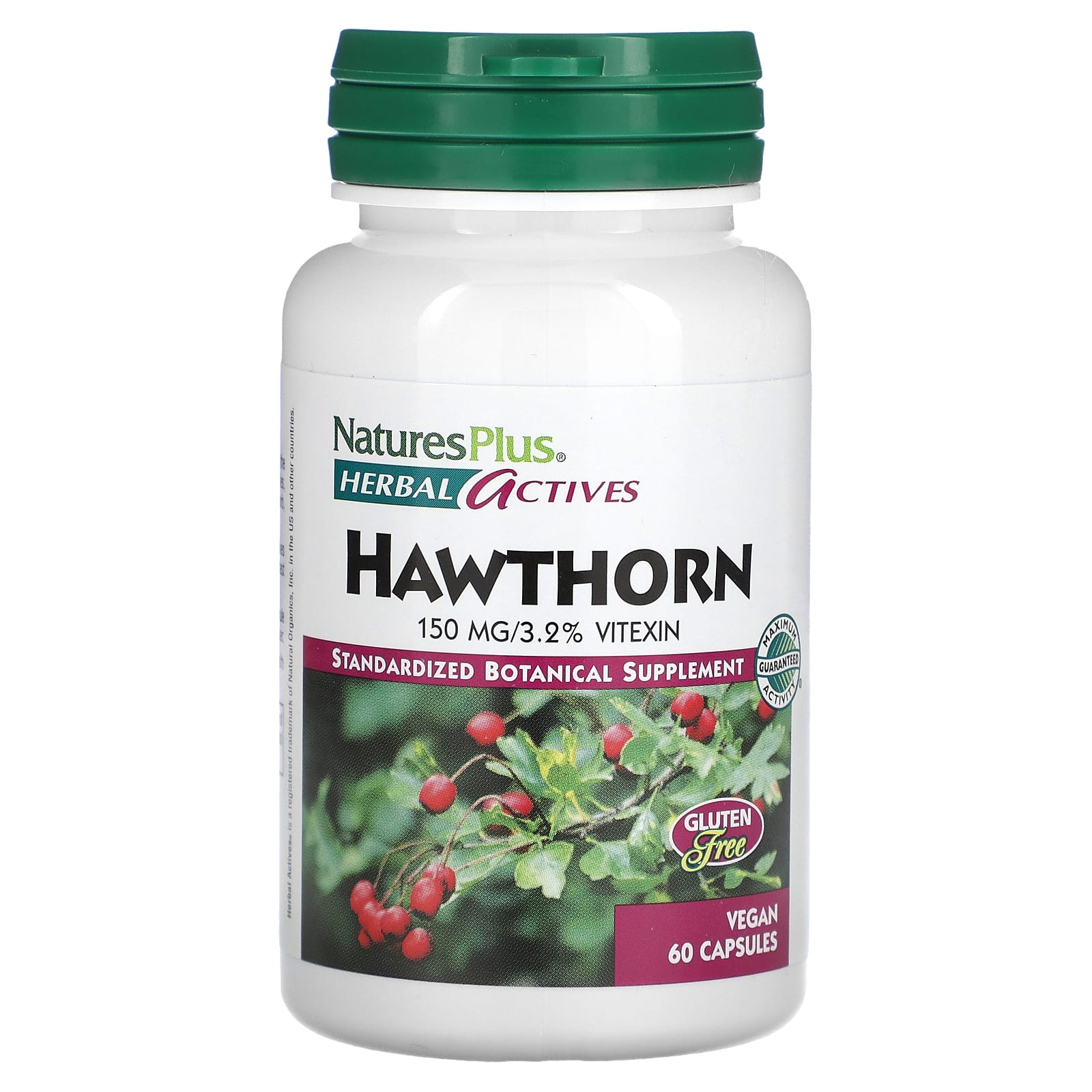 NaturesPlus, Herbal Actives, Hawthorn, 150 mg, 60 Vegan Capsules - Image 1