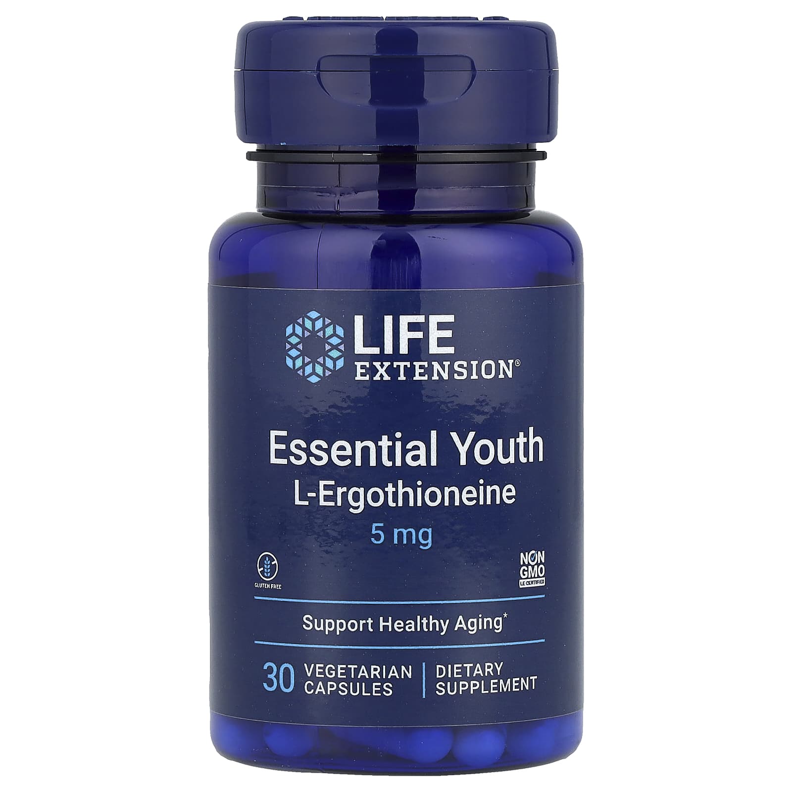 Life Extension, Essential Youth L-Ergothioneine, 5 mg, 30 Vegetarian Capsules - Image 1