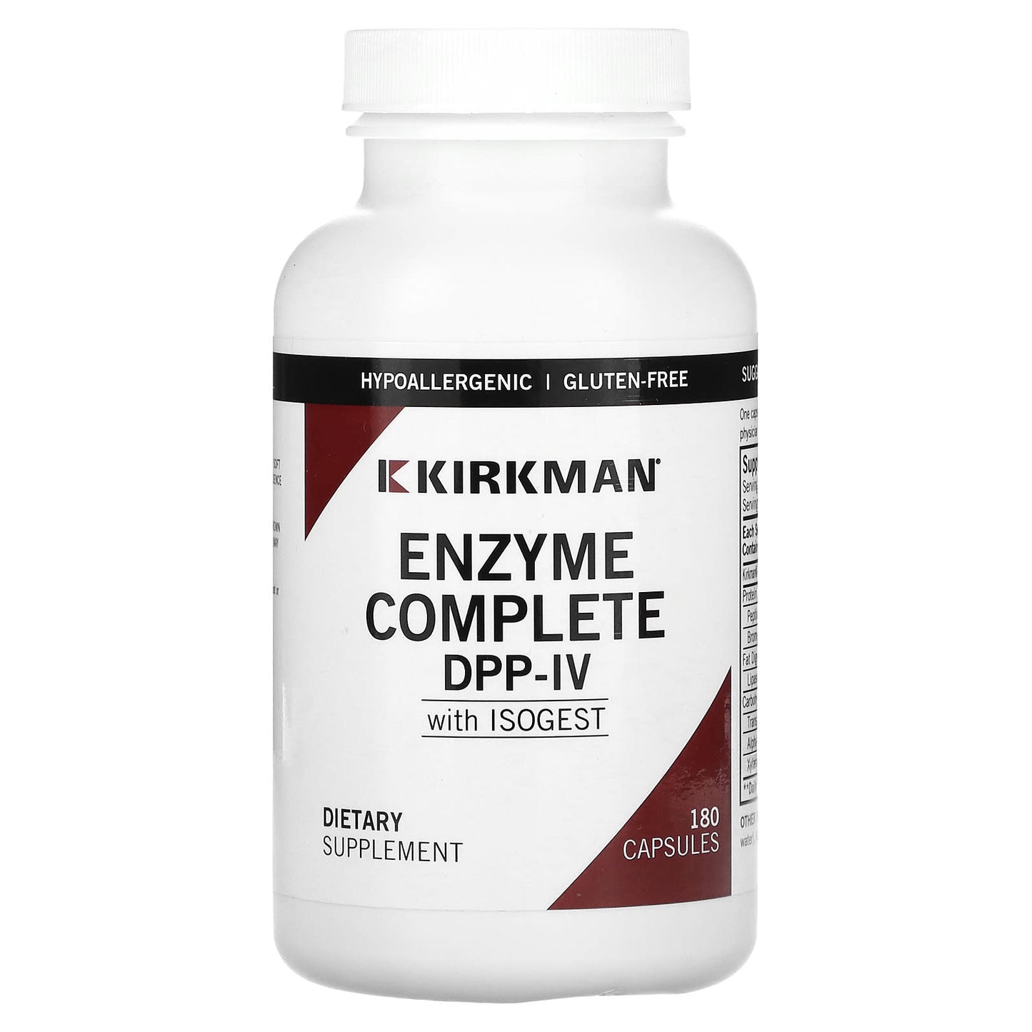 Kirkman Labs, Enzyme Complete DPP-IV With ISOGEST, 180 Capsules - Image 1