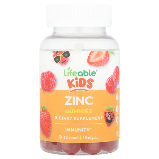 Lifeable, Kids Zinc Gummies, Berry, 15 mg, 60 Gummies - Image 1