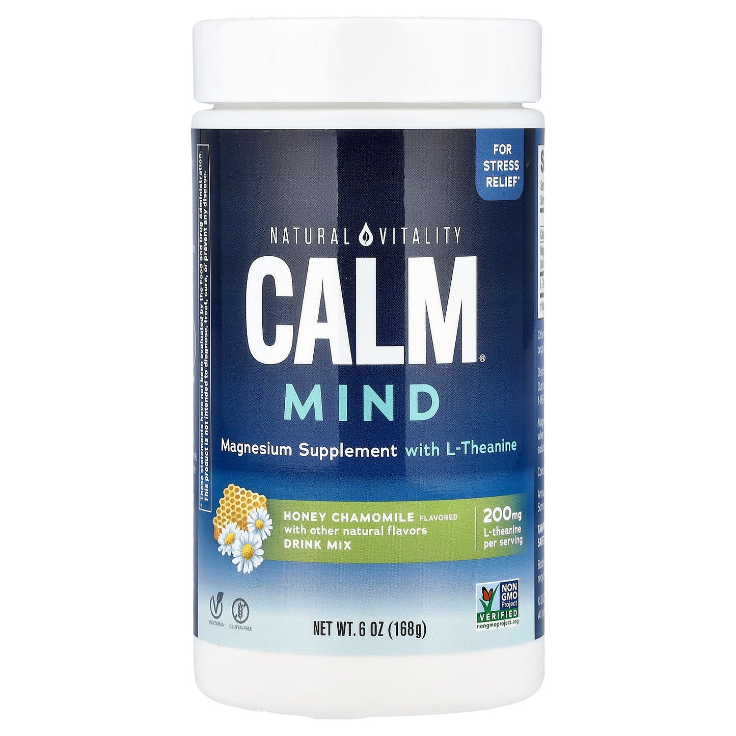 Natural Vitality, CALM® Mind, Magnesium Supplement with L-Theanine Drink Mix, Honey Chamomile, 6 oz (168 g) - Image 1