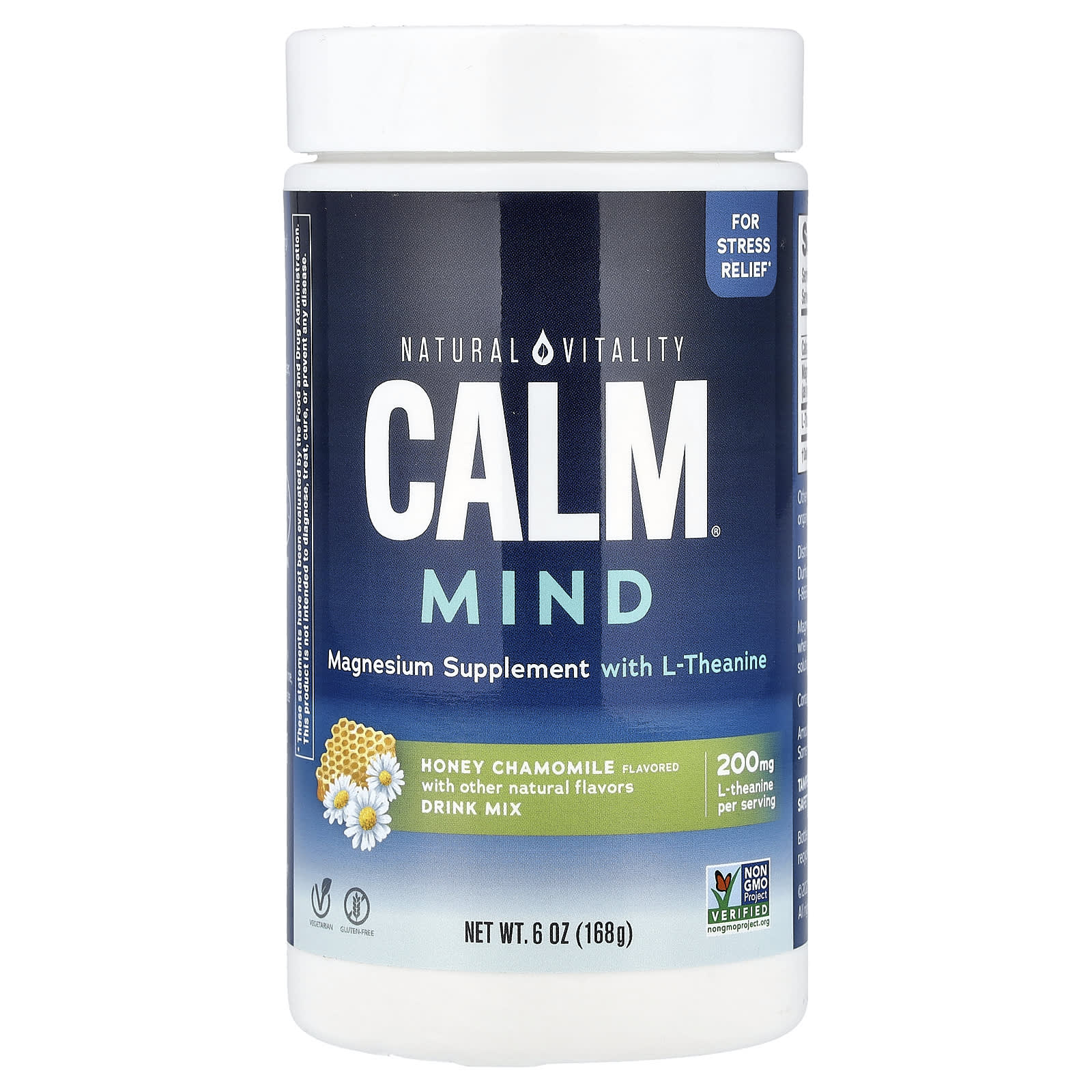 Natural Vitality, CALM® Mind, Magnesium Supplement with L-Theanine Drink Mix, Honey Chamomile, 6 oz (168 g) - Image 1
