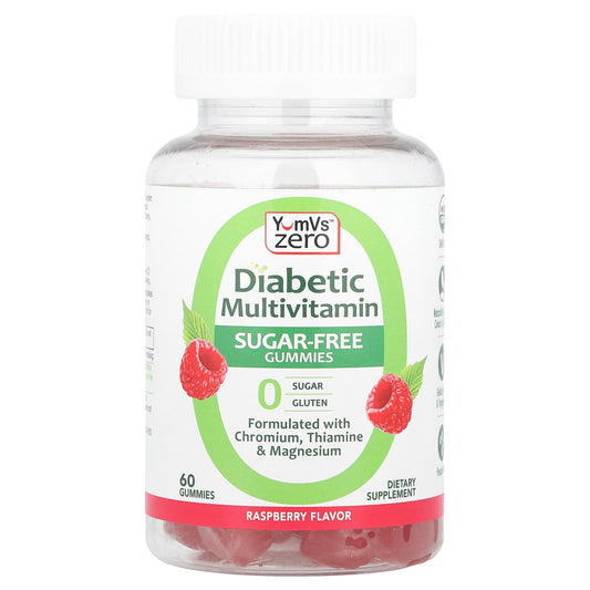 YumVs, Zero Diabetic Multivitamin Gummies, Raspberry, 60 Gummies - Image 1