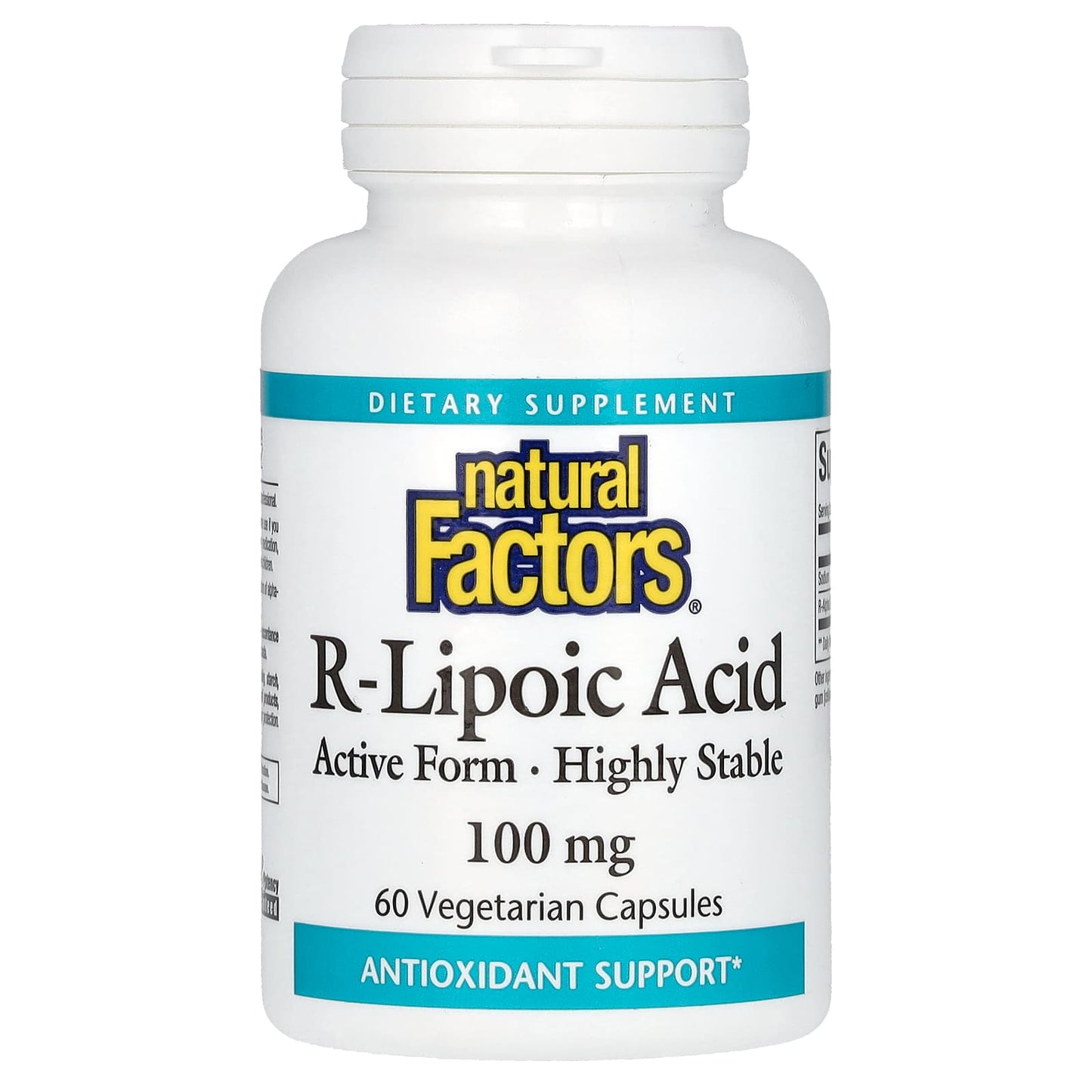 Natural Factors, R-Lipoic Acid, 100 mg, 60 Vegetarian Capsules - Image 1
