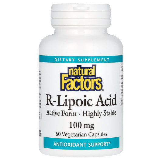Natural Factors, R-Lipoic Acid, 100 mg, 60 Vegetarian Capsules - Image 1