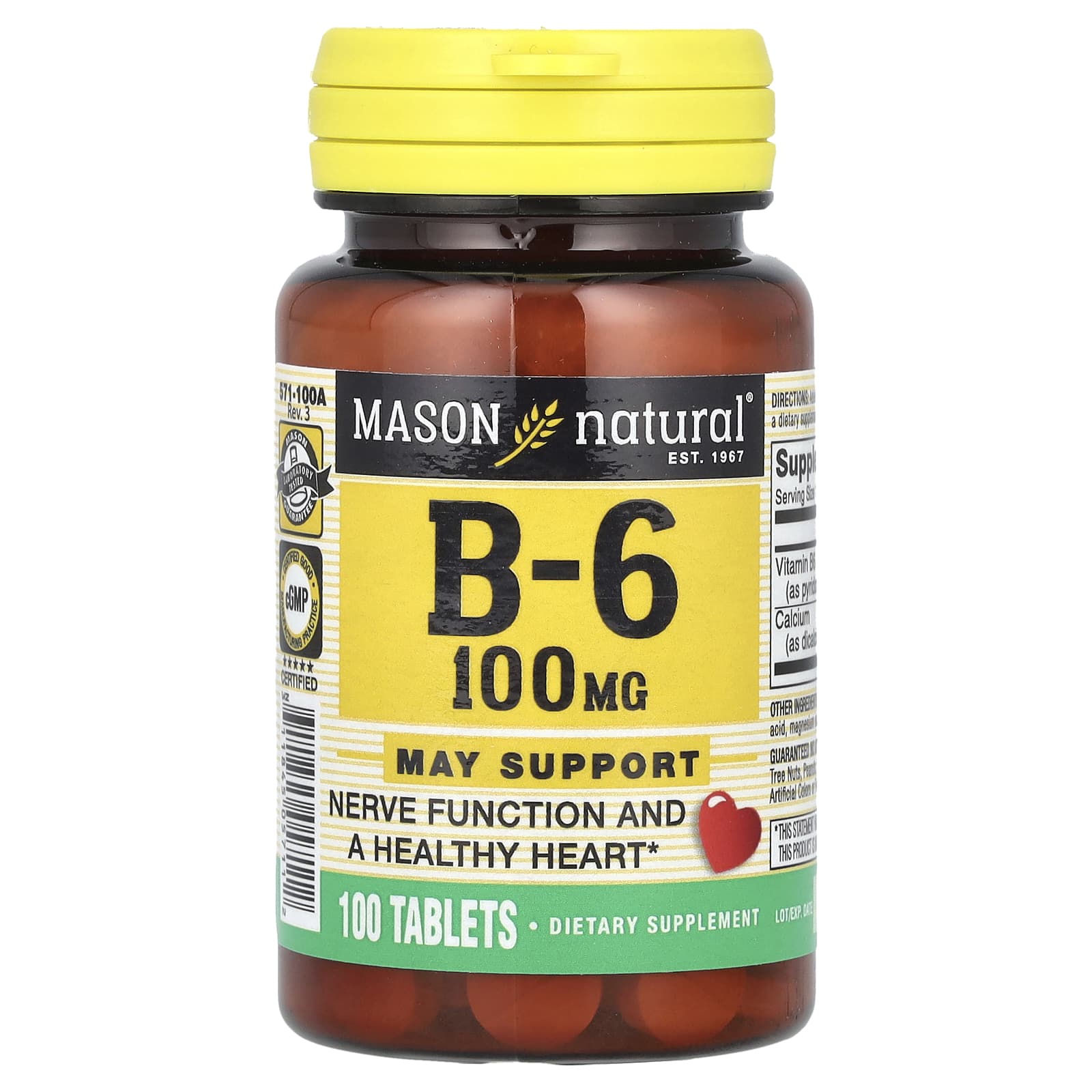 Mason Natural, Vitamin B6, 100 Tablets - Image 1