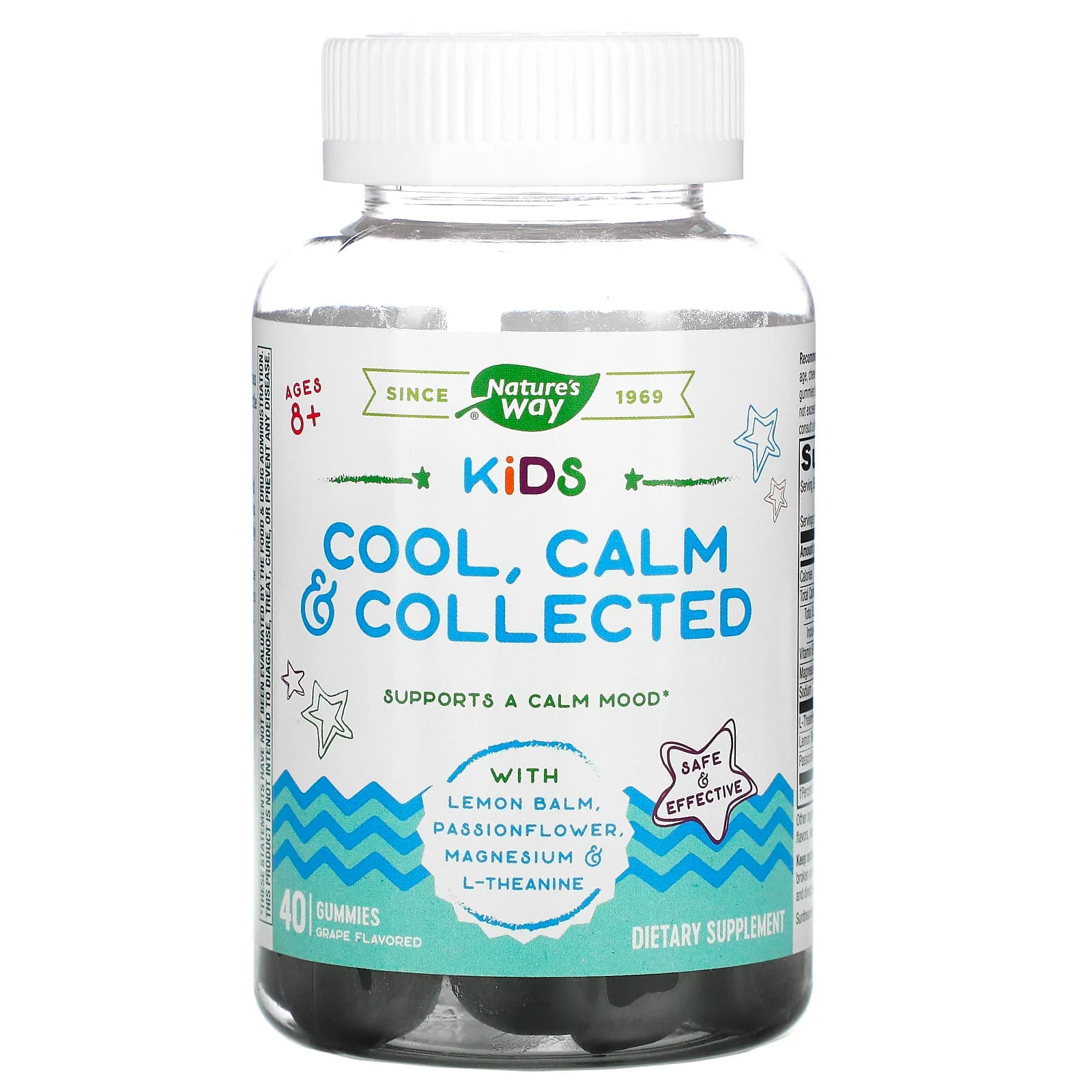 Nature's Way, Kids, Cool, Calm & Collected, Ages 8 +, Grape , 40 Gummies