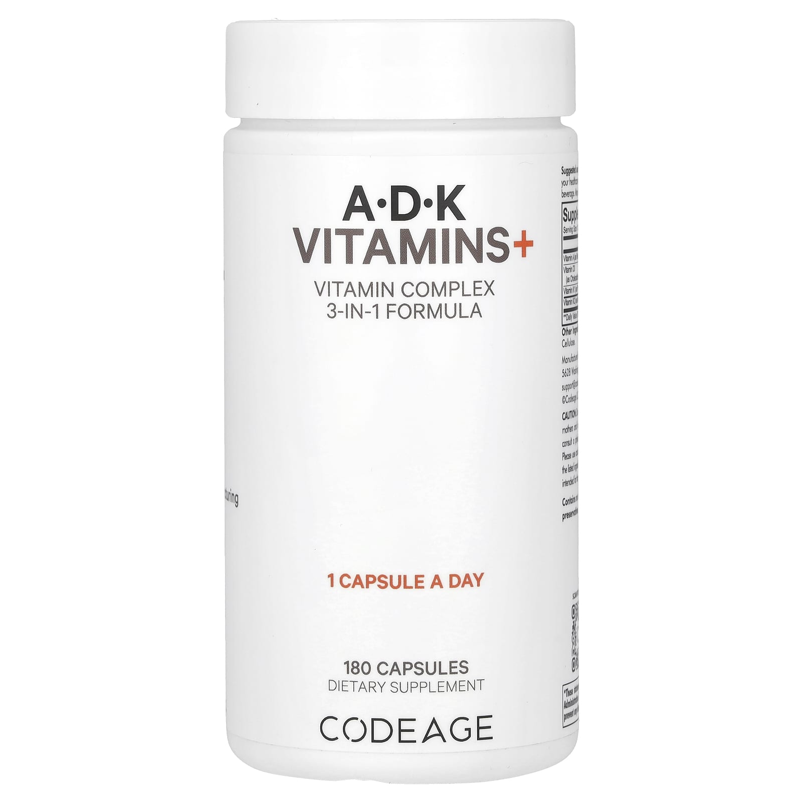 Codeage ADK Vitamins Supplement 180 Capsules for Immune Support - Image 1