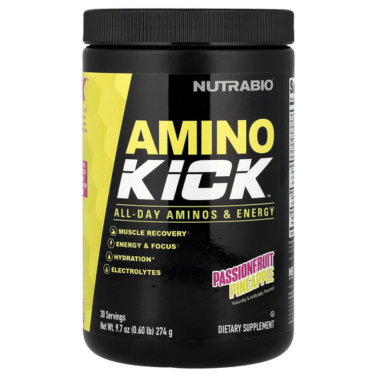 NutraBio, Amino Kick™, Passionfruit Pineapple, 9.7 oz (274 g) - Image 1