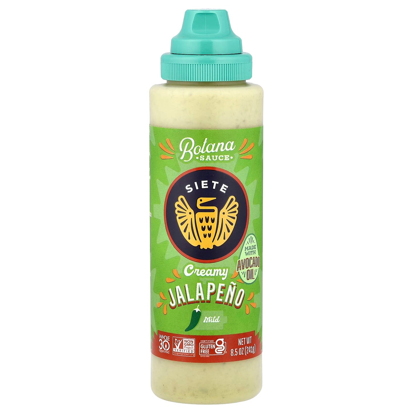 Siete, Botana Sauce, Creamy Jalapeno, Mild, 8.5 oz (241 g) - Image 1