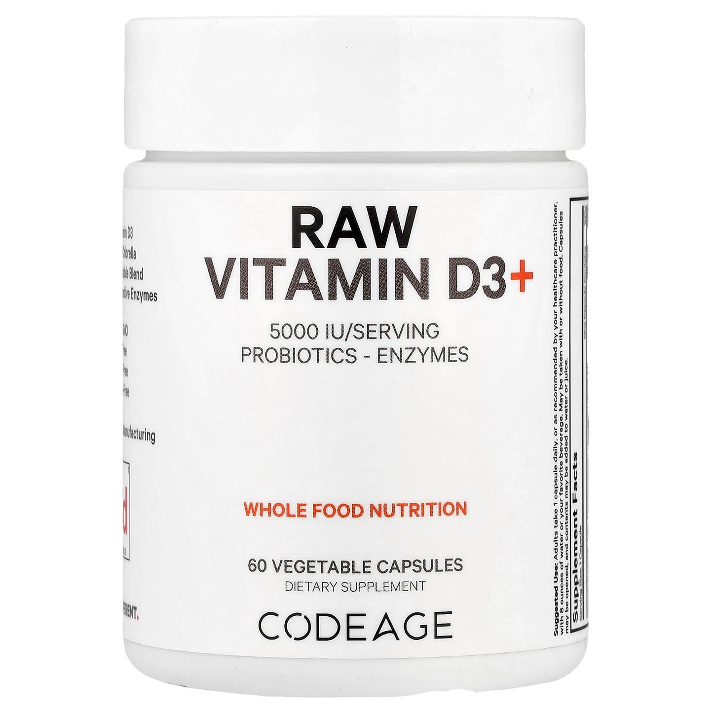 Codeage Raw Vitamin D3+ 5000 IU, Whole Food Nutrition Supplement - Image 1