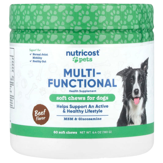 Nutricost, Pets, Multi-Functional, For Dogs, Beef, 60 Soft Chews, 6.4 oz (180 g) - Image 1