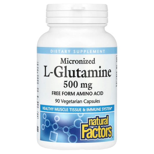 Natural Factors, Micronized L-Glutamine, 500 mg, 90 Vegetarian Capsules - Image 1