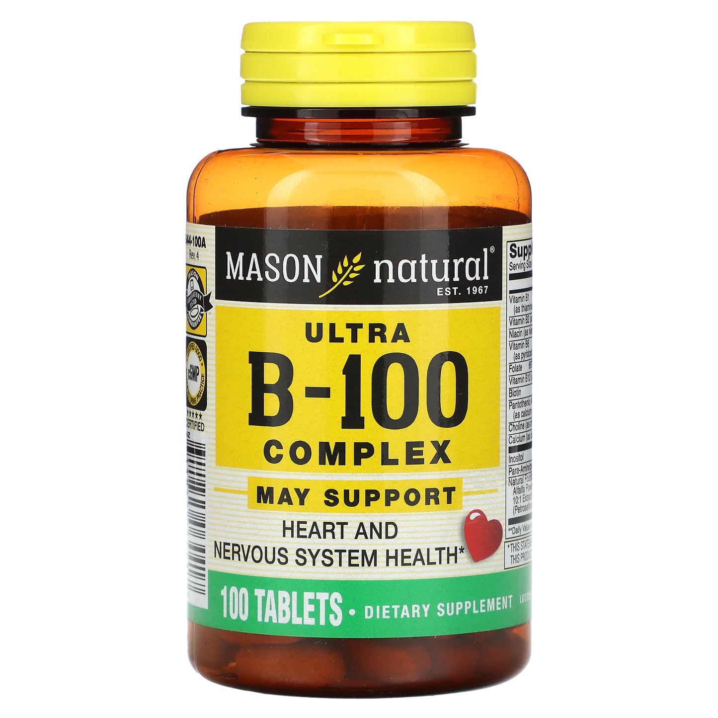 Mason Natural, Ultra B-100 Complex, 100 Tablets - Image 1
