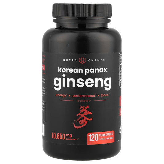 NutraChamps, Korean Panax Ginseng, 120 Vegan Capsules (532.5 mg Capsule Each) - Image 1
