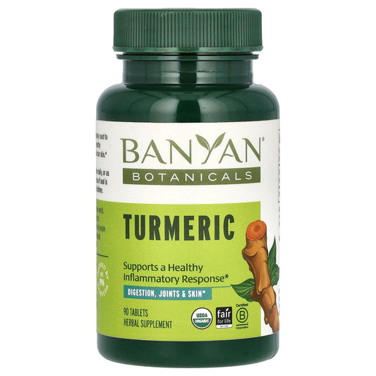 Turmeric Supplement by Banyan Botanicals, USDA Organic, 90 Tablets (500mg) - Image 1