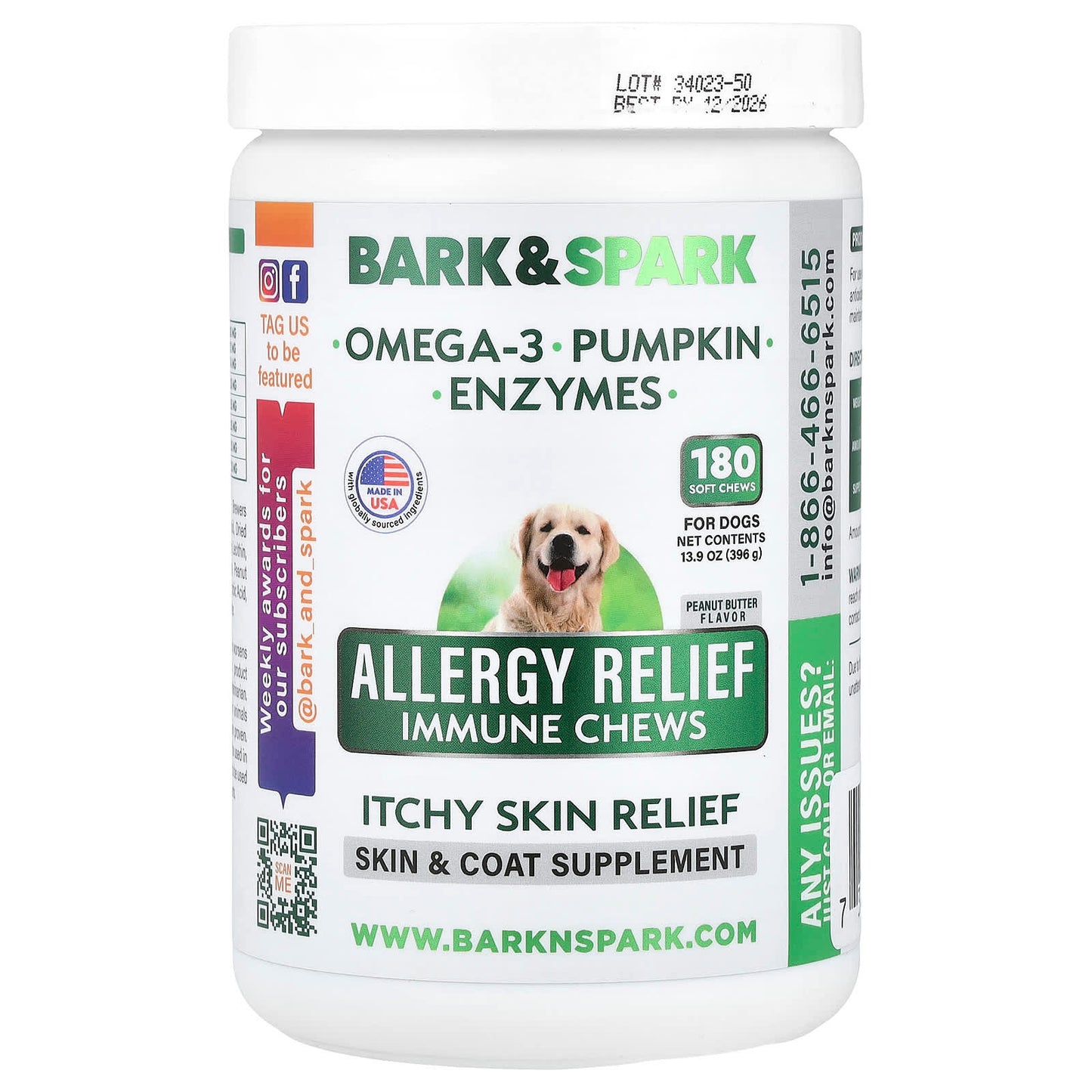Bark&Spark Allergy Relief Immune Chews - Peanut Butter Flavor for Dogs - Image 1