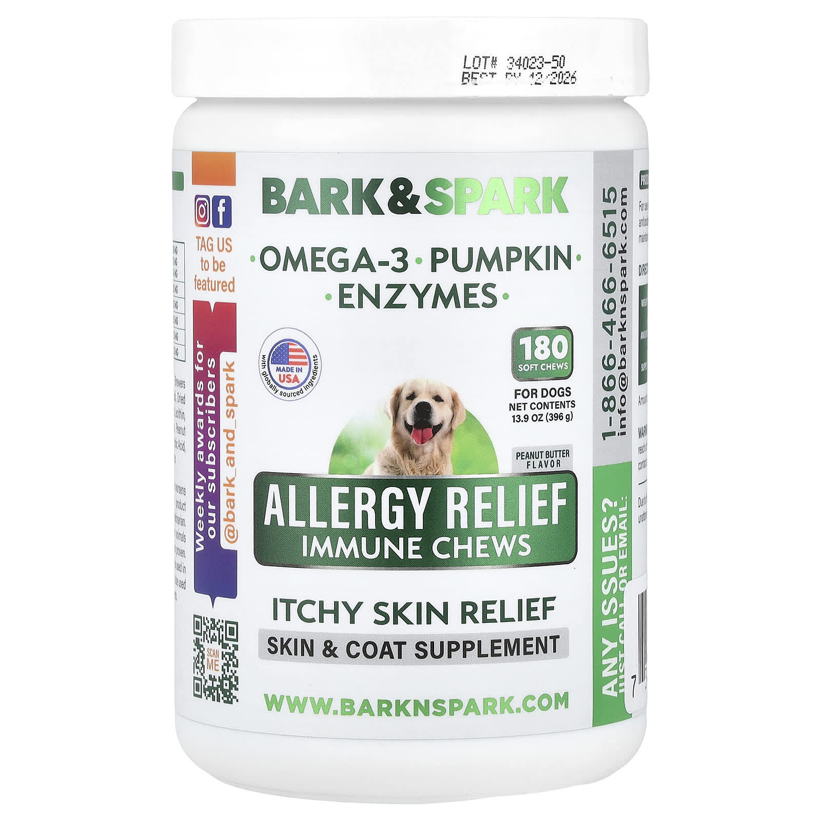 Bark&Spark Allergy Relief Immune Chews - Peanut Butter Flavor for Dogs - Image 1