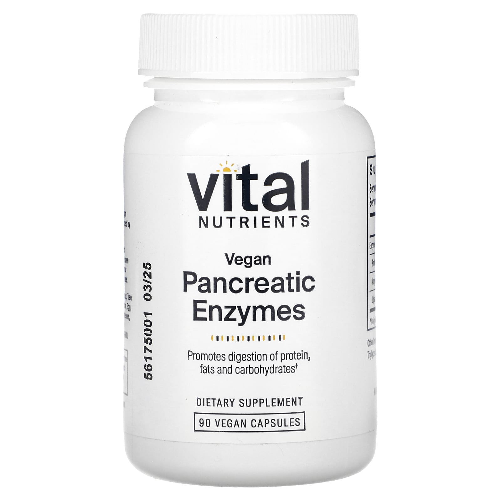 Vital Nutrients, Vegan Pancreatic Enzymes, 90 Vegan Capsules - Image 1