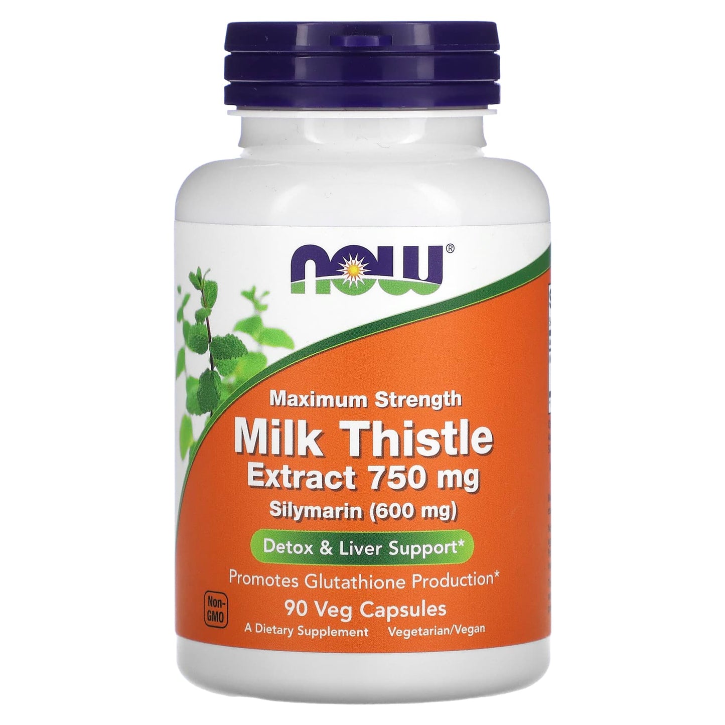 NOW Foods, Milk Thistle Extract, Maximum Strength, 750 mg, 90 Veg Capsules - Image 1