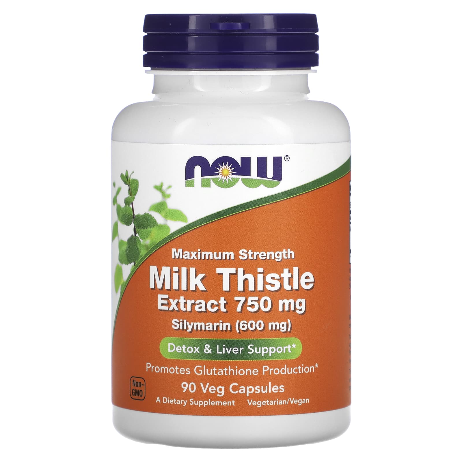 NOW Foods, Milk Thistle Extract, Maximum Strength, 750 mg, 90 Veg Capsules - Image 1