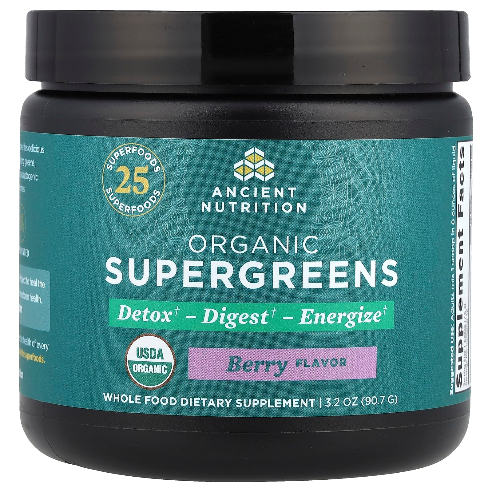 Ancient Nutrition Organic SuperGreens Berry Dietary Supplement - Image 1