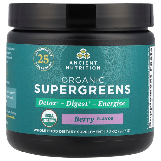 Ancient Nutrition Organic SuperGreens Berry Dietary Supplement - Image 1