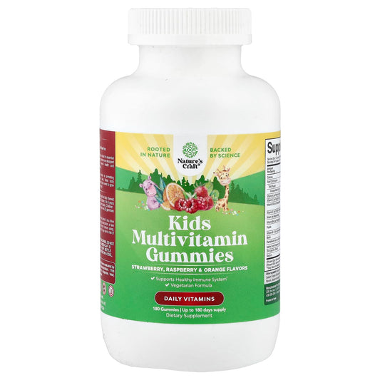 Nature's Craft, Kids Multivitamin Gummies, Strawberry , Raspberry & Orange, 180 Gummies - Image 1