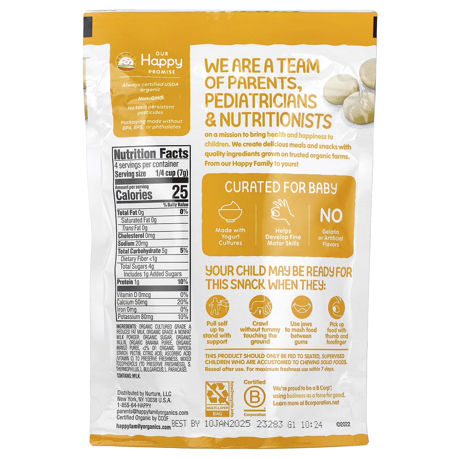 Happy Family Organic Freeze Dried Yogurt & Fruit Snacks for Babies - Image 2