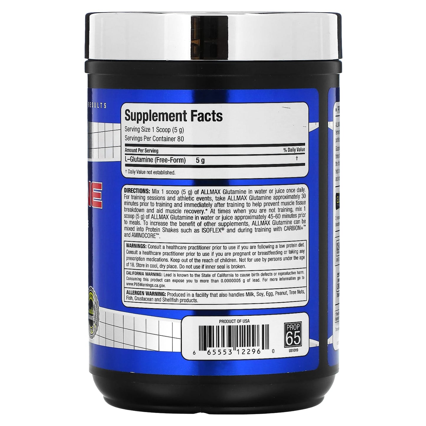 ALLMAX Essentials Glutamine 400g - Supports Immune System & Recovery - Image 2